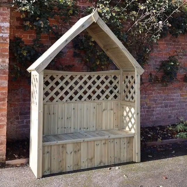 Churnet Valley Garden Furniture Ltd Daisy 3 Seat Trellis Storage Arbour in Beige, W/D/H: 179 x 60 x 235 cm