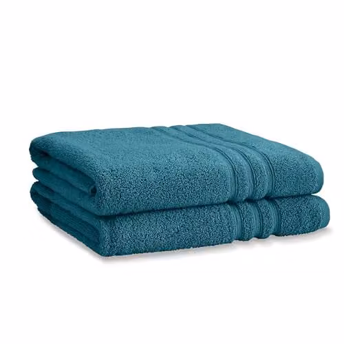 Catherine Lansfield Cotton Zero Twist Bath Sheet Pair, Petrol Green, W: 90 cm, H: 140 cm – 2