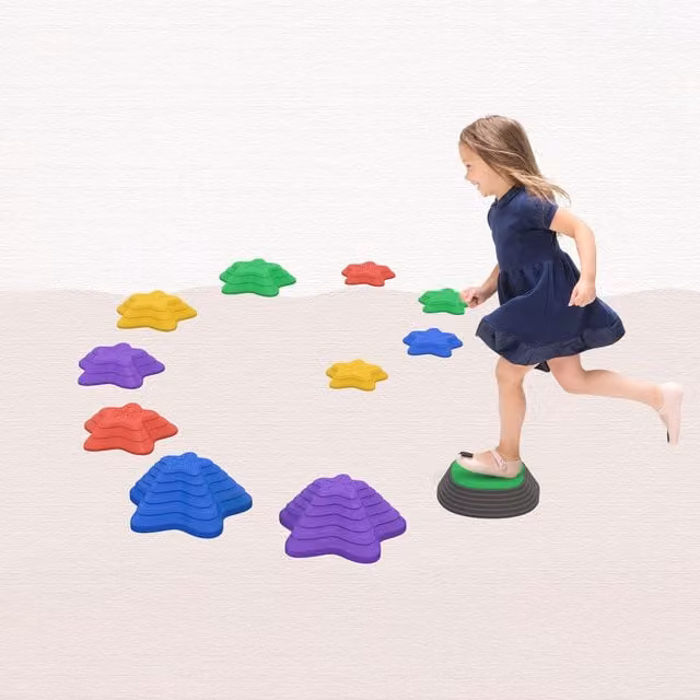 ZONEKIZ 11 Piece Kids Stepping Stones Balance Obstacle Course for Sensory and Motor Play, Purple