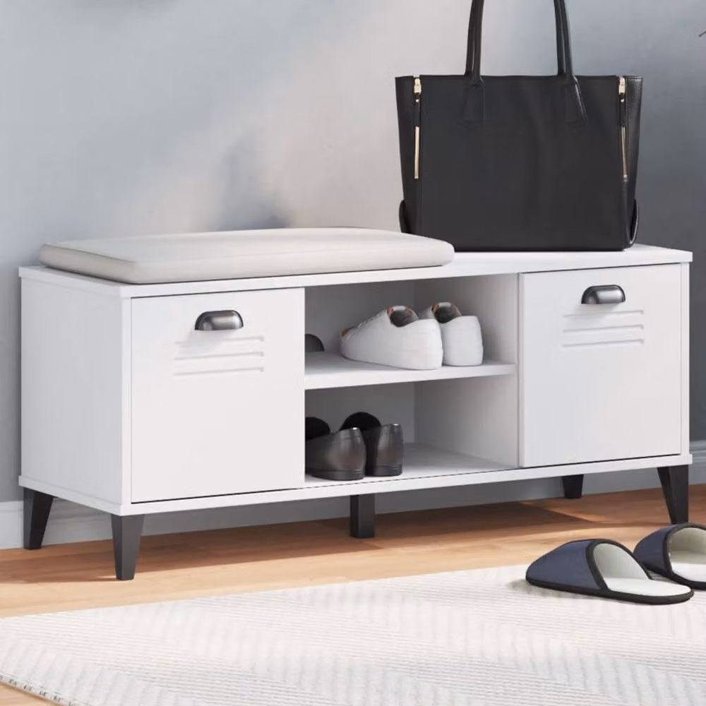 Berkfield Home VIKEN Shoe Bench in White, W/D/H: 106 x 35 x 45 cm – 2