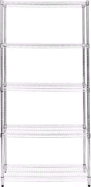 KuKoo 5 Tier Metal Wire Racking in Silver, W/D/H: 90 x 35 cm