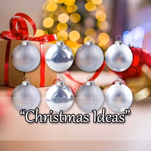 VFM e-Store Silver Round Christmas Bauble Hanging Tree Ornaments, Pack of 8, 5cm – 5