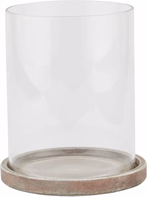 KDMK Mediterranean Ceramic Tabletop Hurricane Lantern in Brown and Transparent Glass