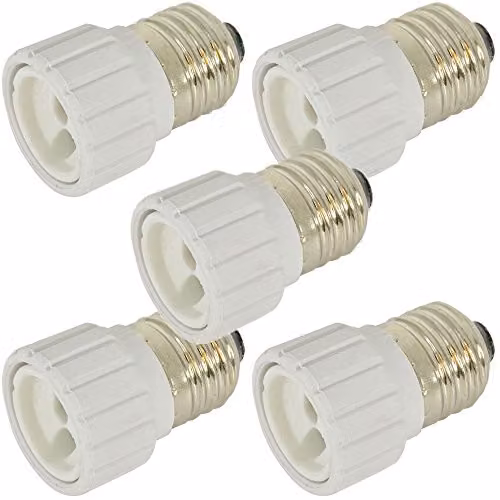 Loops 5x E27 Edison Screw to Mini GU10 Bayonet LED Spot Light Bulb Socket Adapter Converter in White