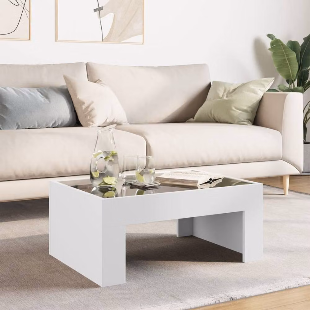 Berkfield Home Infinity LED Decorative Coffee Table, White, W: 70 cm, D: 50 cm, H: 30 cm – 3