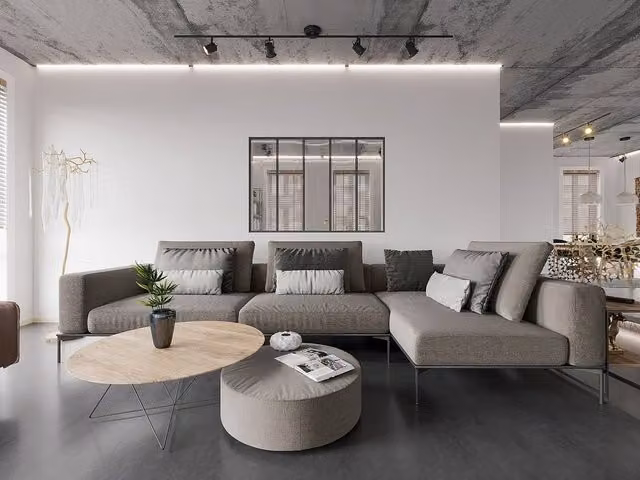 Vente-unique Powder-Coated Aluminium and Glass Partition, Black, W: 150 cm, H: 105 cm