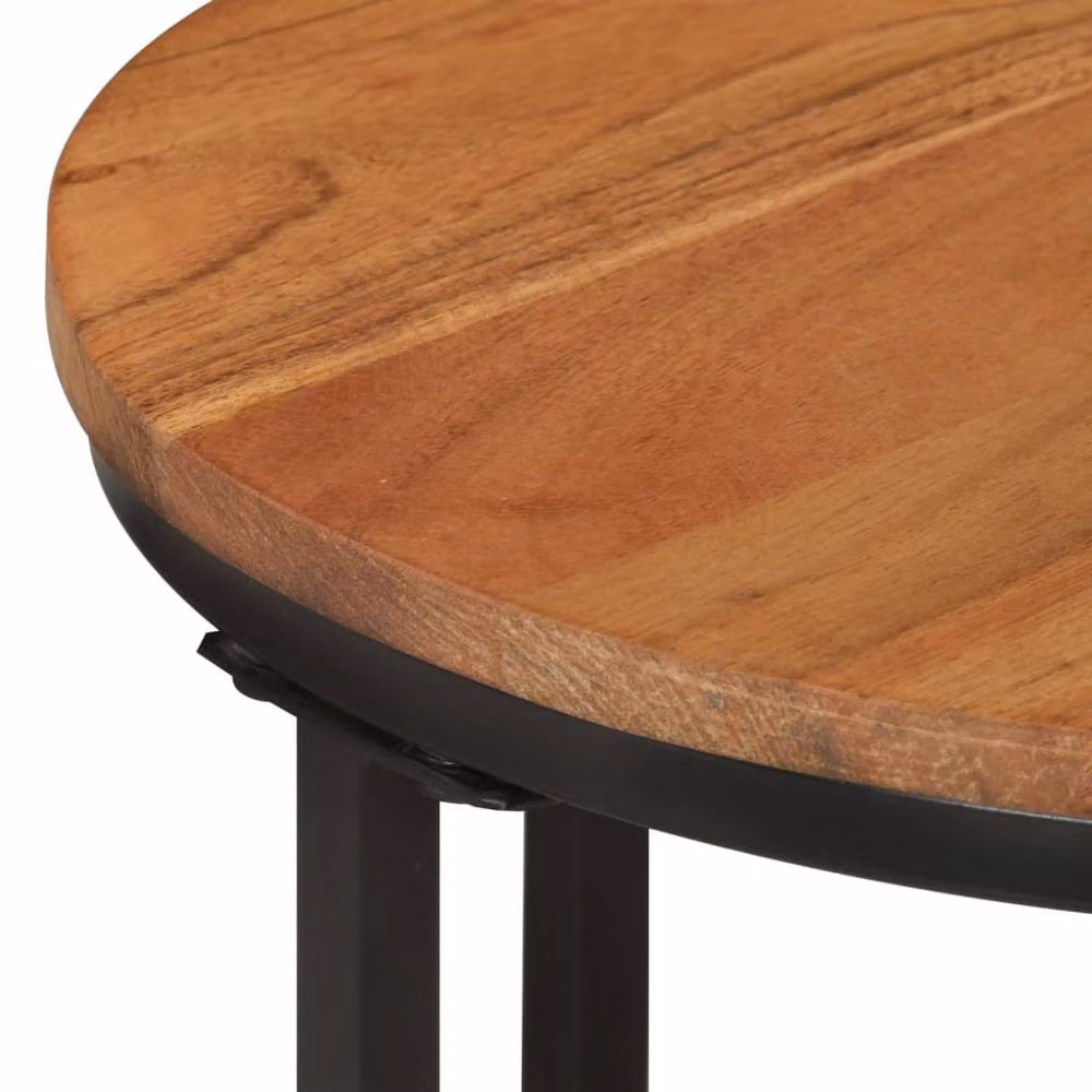 Berkfield Home Brown Acacia Wood and Iron Industrial Coffee Table W/D/H: 35 x 35 x 30 cm – 3
