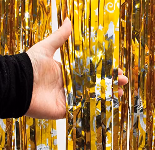 Netagon Shimmer Tinsel Curtain with Reindeer and Christmas Tree Design, Yellow, W: 200 cm, H: 100 cm – 4