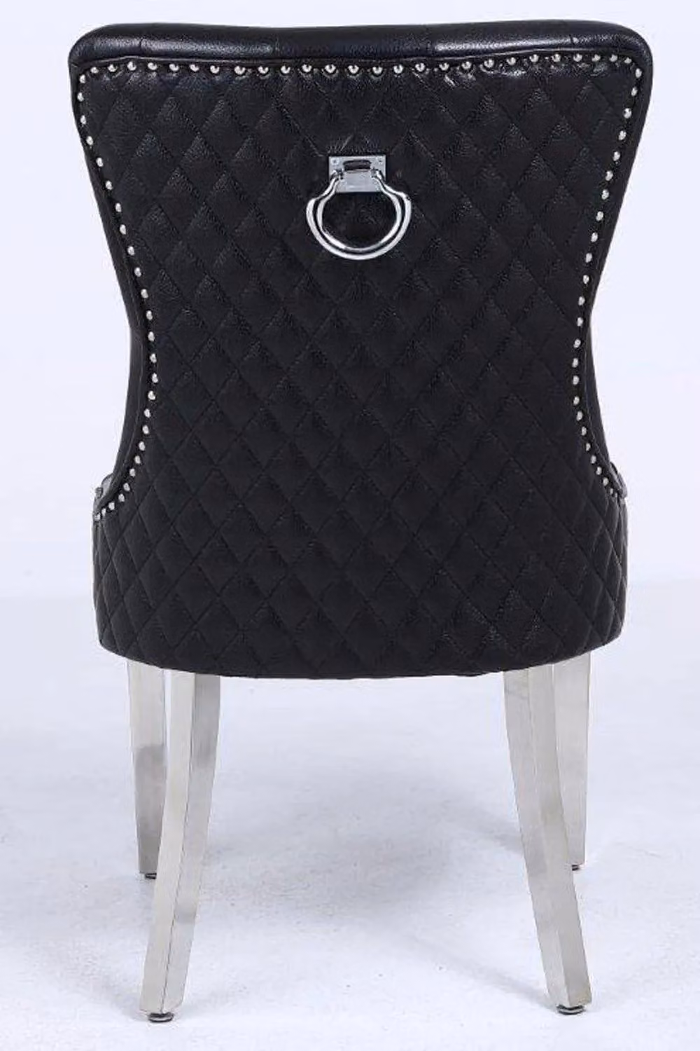 Modernique Aire High Back Dining Chairs, Set of 2, Black Leather with Chrome Legs – 1