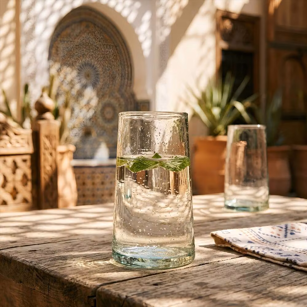 Nicola Spring Jebel Moroccan Recycled Glass Vase in Blue or Green, 3.5 l – 3