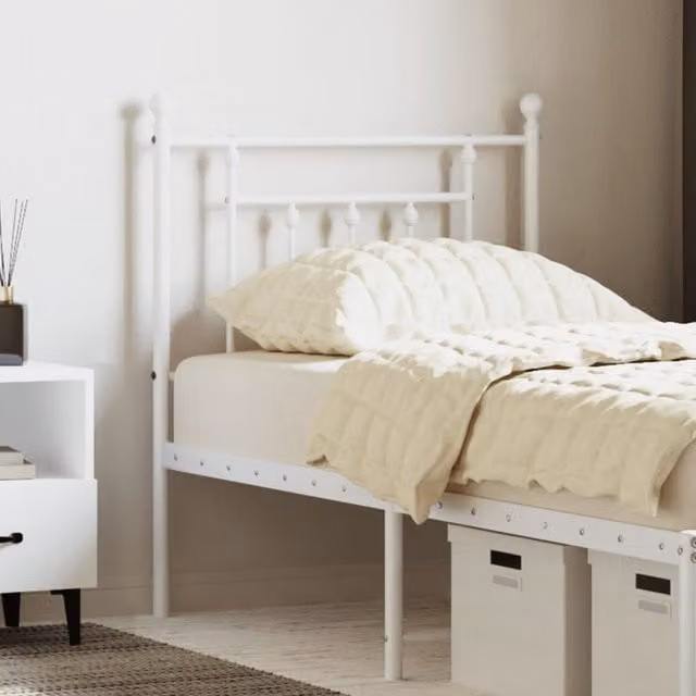 Berkfield Home Classic Metal Headboard in White, Width: 75 cm