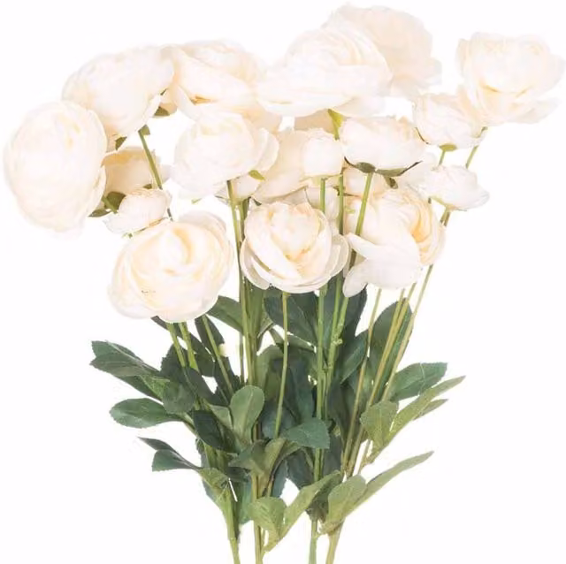 Lemon Pavilion Ranunculus Artificial Flower in Cream and Beige, W32 x D8 x H80 cm