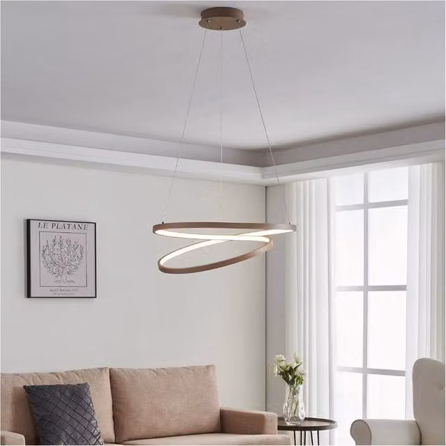 Loops Modern LED Ring Pendant Light in Sand and Multicolour