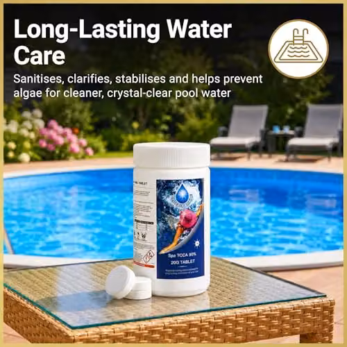 SHATCHI 5 kg Stabilised Chlorine Tablets, 250 x 20g Slow Release White Disinfection Dosing for Above Ground Pools – 5
