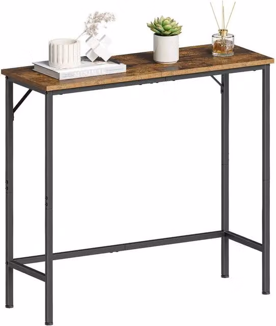 FORGEVIO Rustic Brown Slim Console Table, W/D/H: 75 x 24 x 75 cm – 1