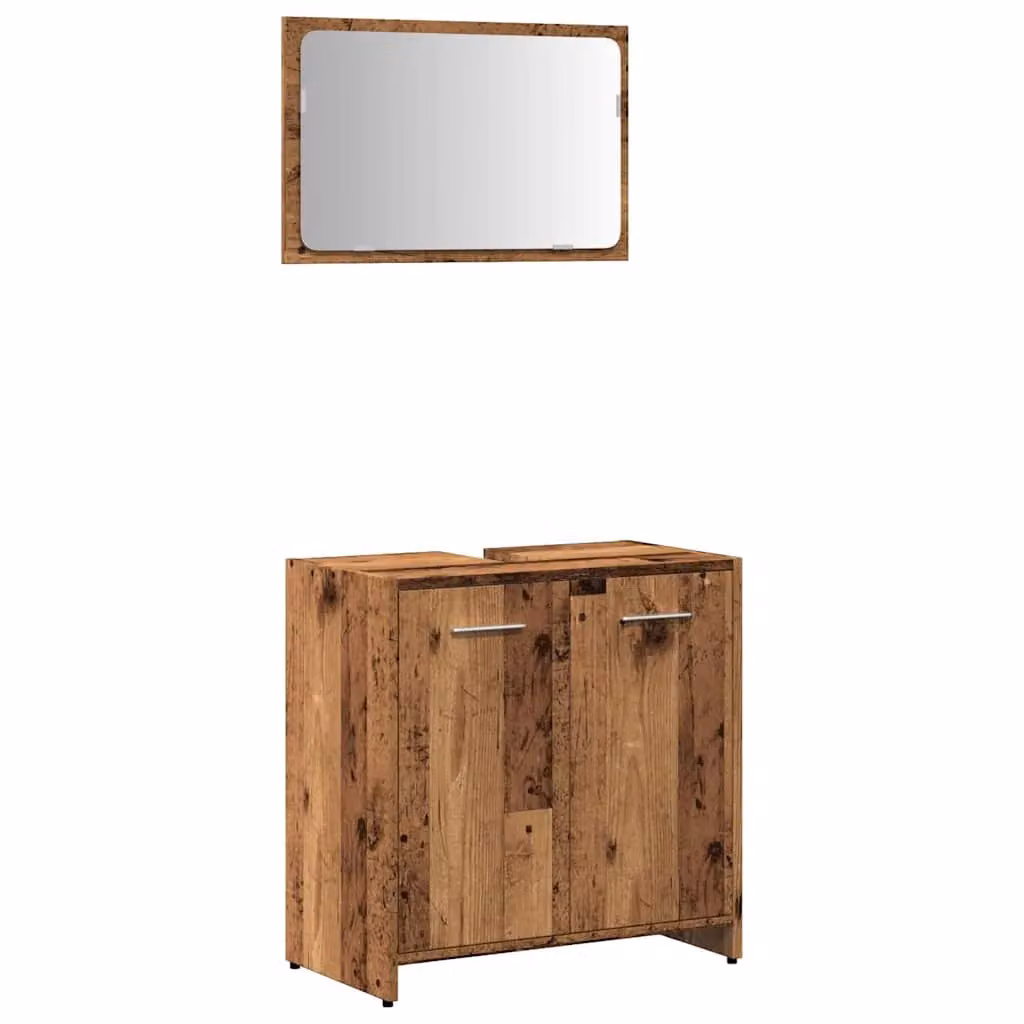 Berkfield Home Wall Mounted Minimalist Bathroom Cabinet with Mirror in Brown Old Wood – 2
