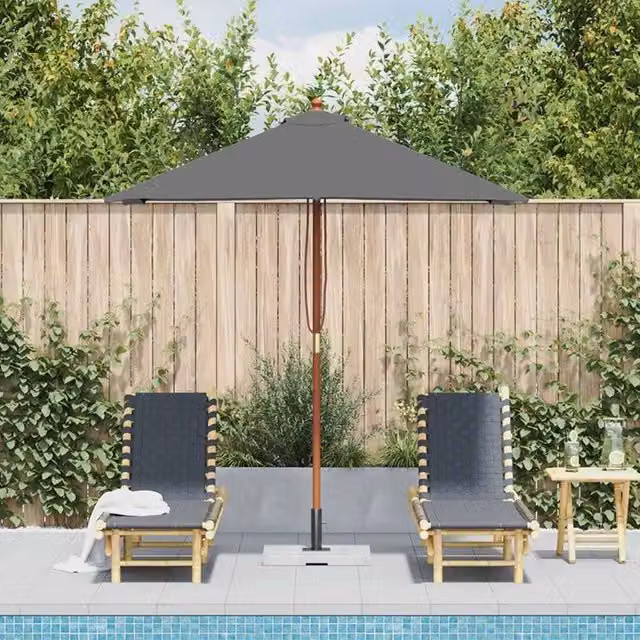 Berkfield Home Outdoor Parasol with Wooden Pole, Anthracite Grey, W: 200 cm, D: 150 cm – 1