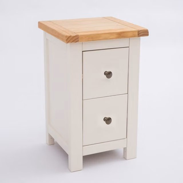 Cabinet Bits Maggiori 2 Drawer Petite Bedside Table in White Waxed Pine
