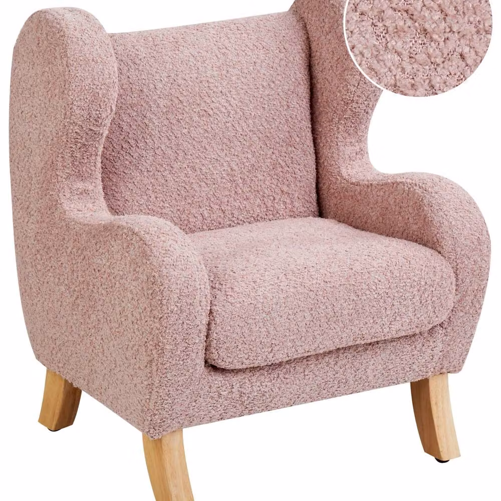 Wyld and Coco Pink Bouclé Armchair for Children with Armrests – 2