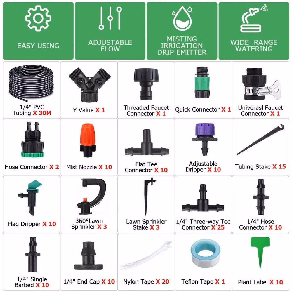 NESTLUNE 30m Automatic Drip Irrigation Self Watering Hose Kit with Timer, Black – 2