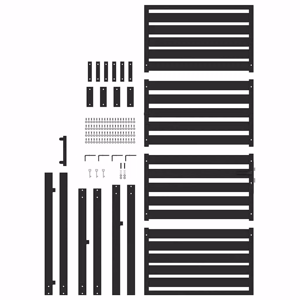 Berkfield Home Lockable Aluminium Garden Gate in Black, W: 100 cm, H: 200 cm – 3