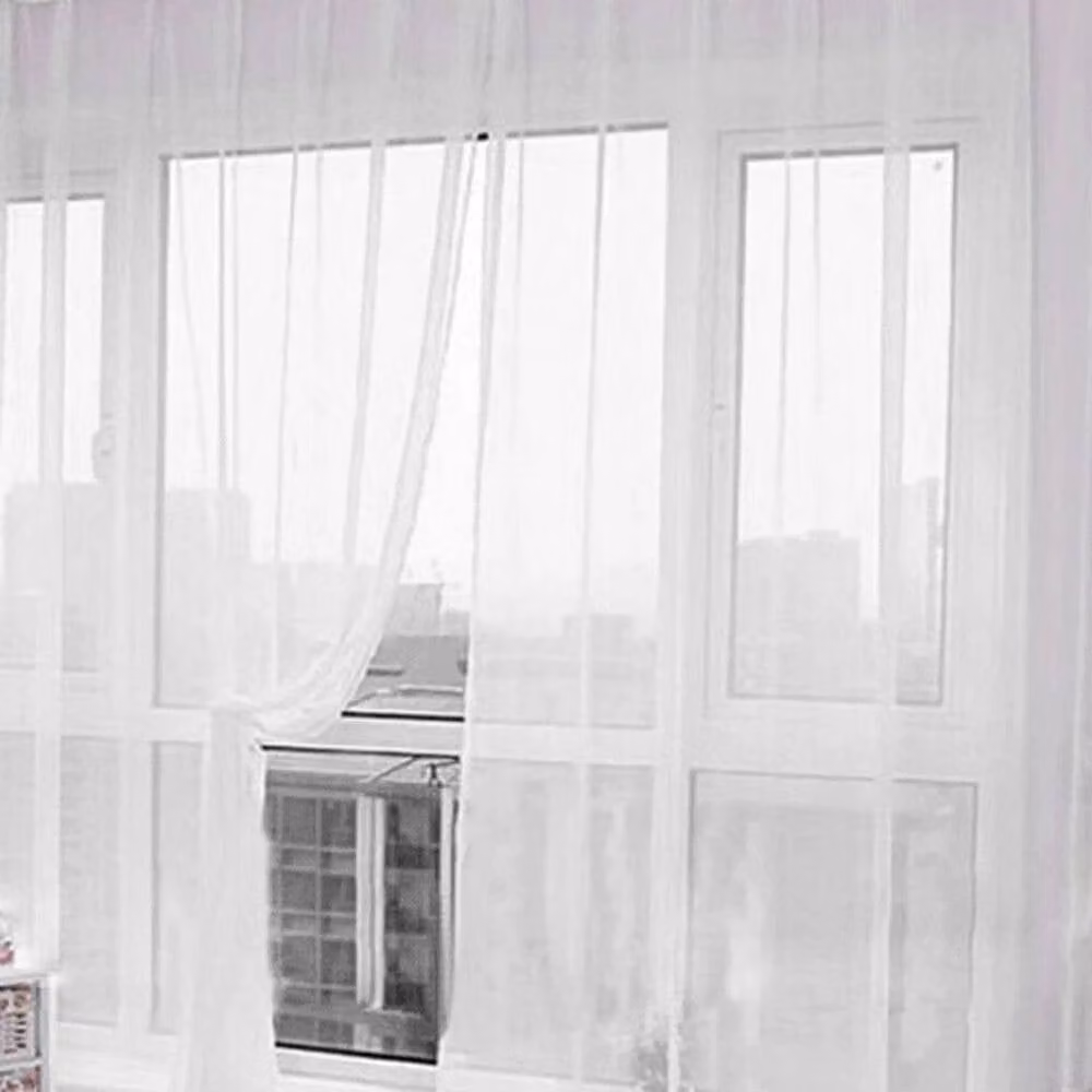 NESTLUNE White Sheer Window Net Curtain Privacy Drapes, Width: 100 cm – 2