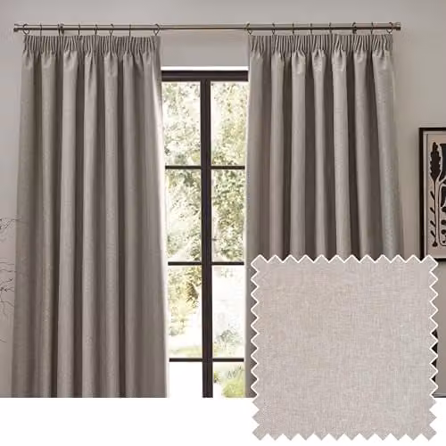 Riva Home Dawn Textured Blackout Pencil Pleat Curtains, Thermal Lined Pair, Black Linen, Width: 168 cm, Drop: 183 cm – 1