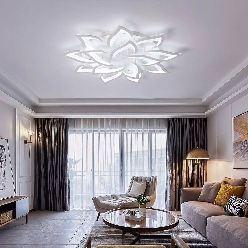 NIVOR Modern White Acrylic LED Ceiling Light with Remote Control and Dimming Function – 4