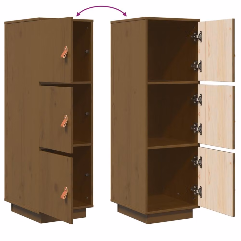 Berkfield Home Highboard in Honey Brown Solid Pine Wood, W/D/H: 34 x 40 x 108.5 cm – 3