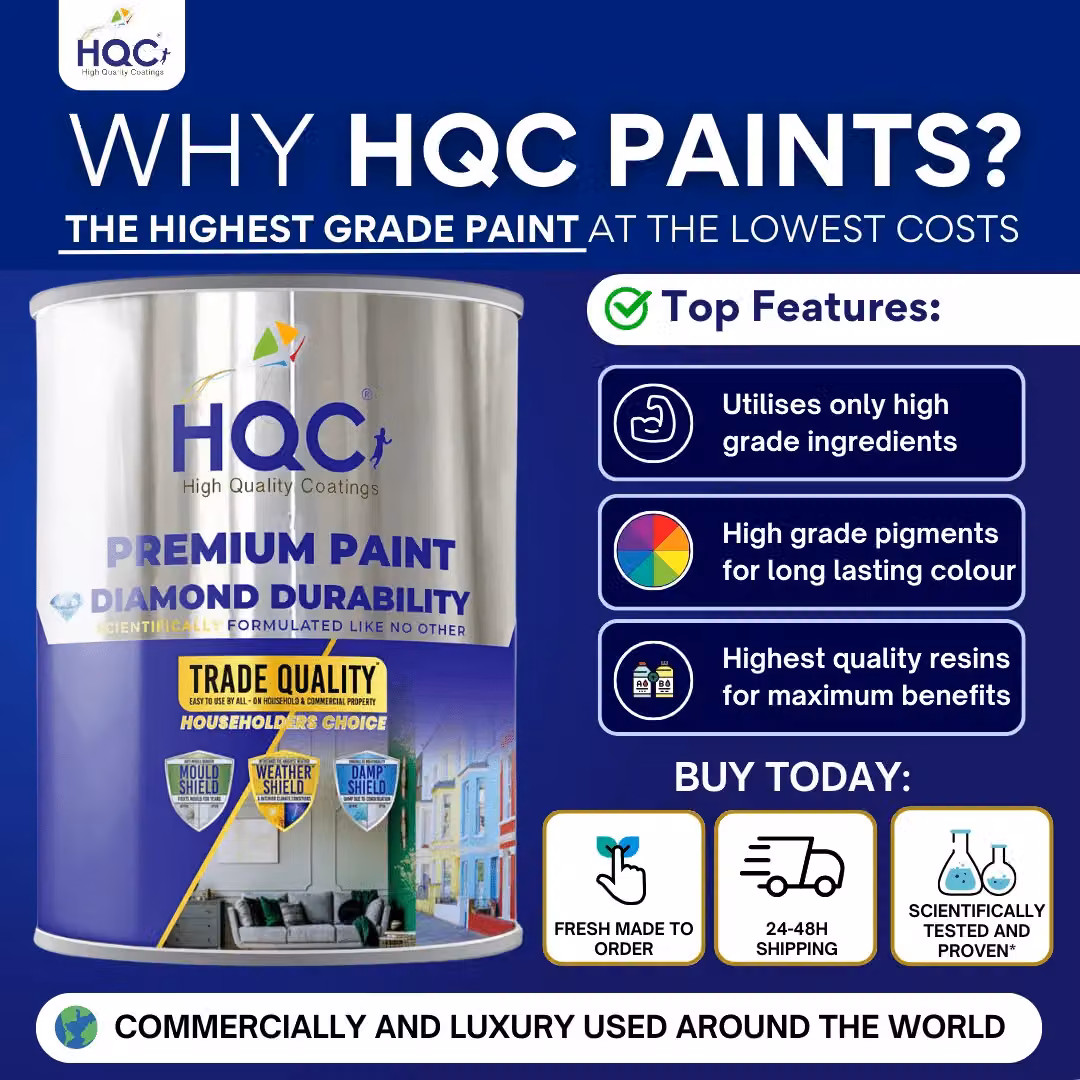 HQC Paints Vinyl Matt Emulsion Interior Wall Paint, Water Based, Blue, 1 l – 4