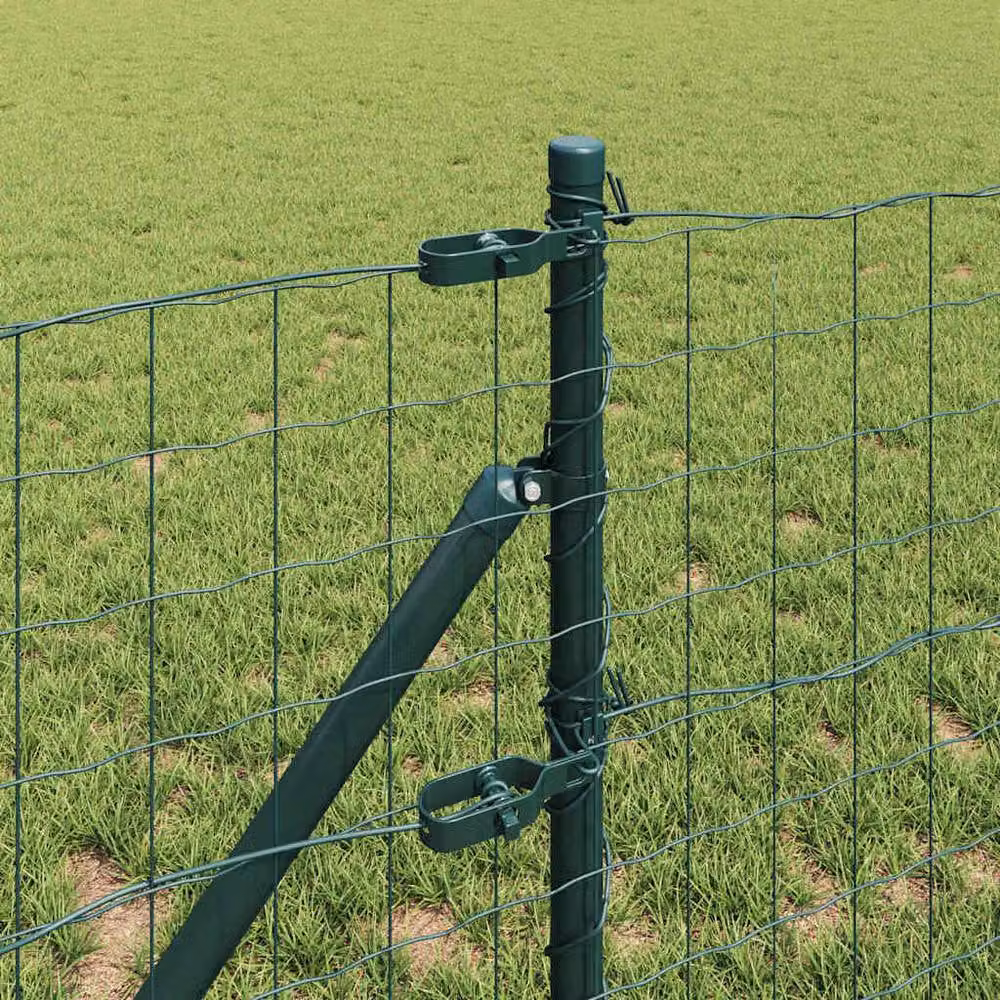 Berkfield Home Euro Fence Green Galvanised Steel with 13 Round Posts, 0.4 x 50 m – 3