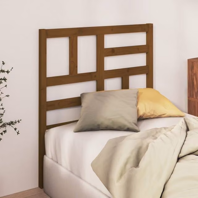Berkfield Home Rustic Solid Wood Pine Bed Headboard, Honey Brown, W: 81 cm, D: 4 cm, H: 104 cm – 1