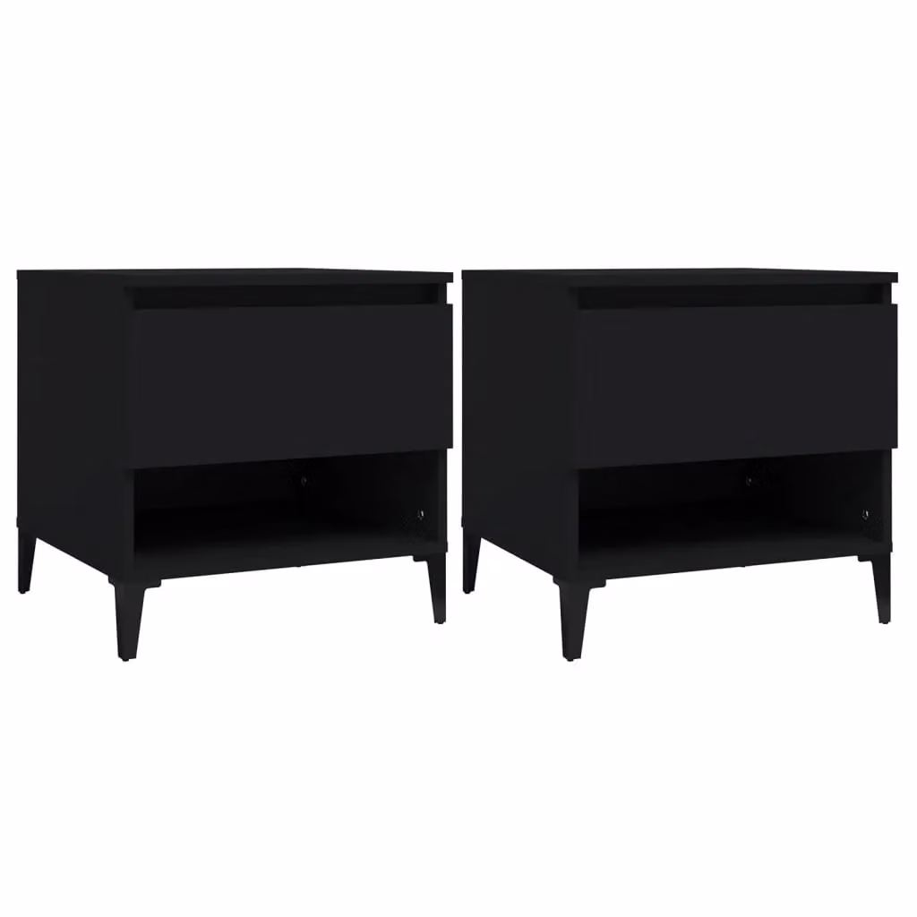 Berkfield Home Set of 2 Black Engineered Wood Side Tables, W/D/H: 50 x 46 x 50 cm – 2
