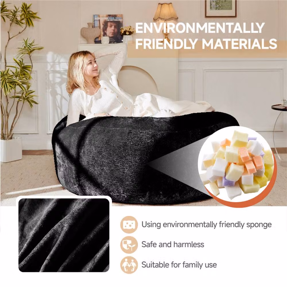 Matteo Black Microfibre Bean Bag Sofa Chair with Removable Cover – 2