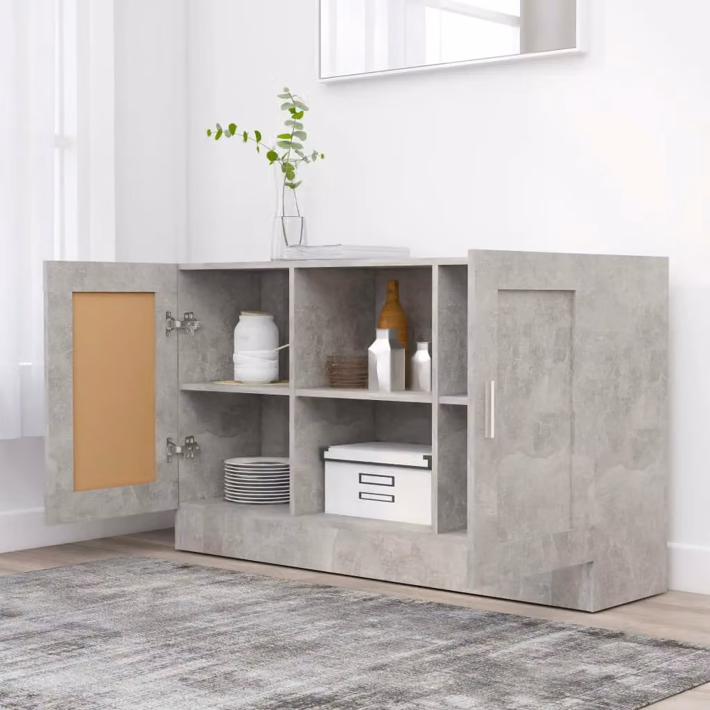 Berkfield Home Sideboard in Concrete Grey, W/D/H: 120 x 30.5 x 70 cm – 1