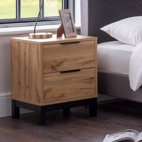 Julian Bowen Bali 2 Drawer Bedside Table in Oak