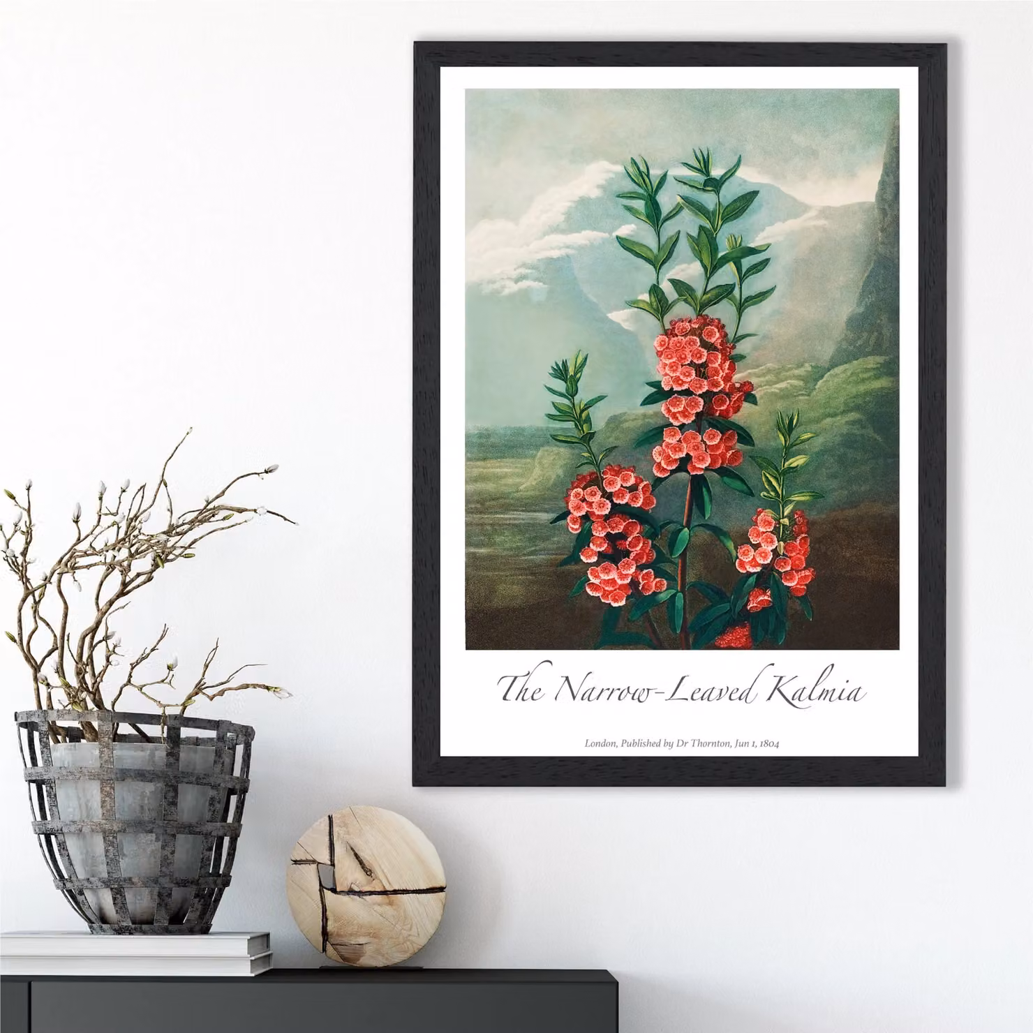ARTZE Vintage Floral Kalmia Flowers Framed Print, Pink and Multicolour, A4 – 2