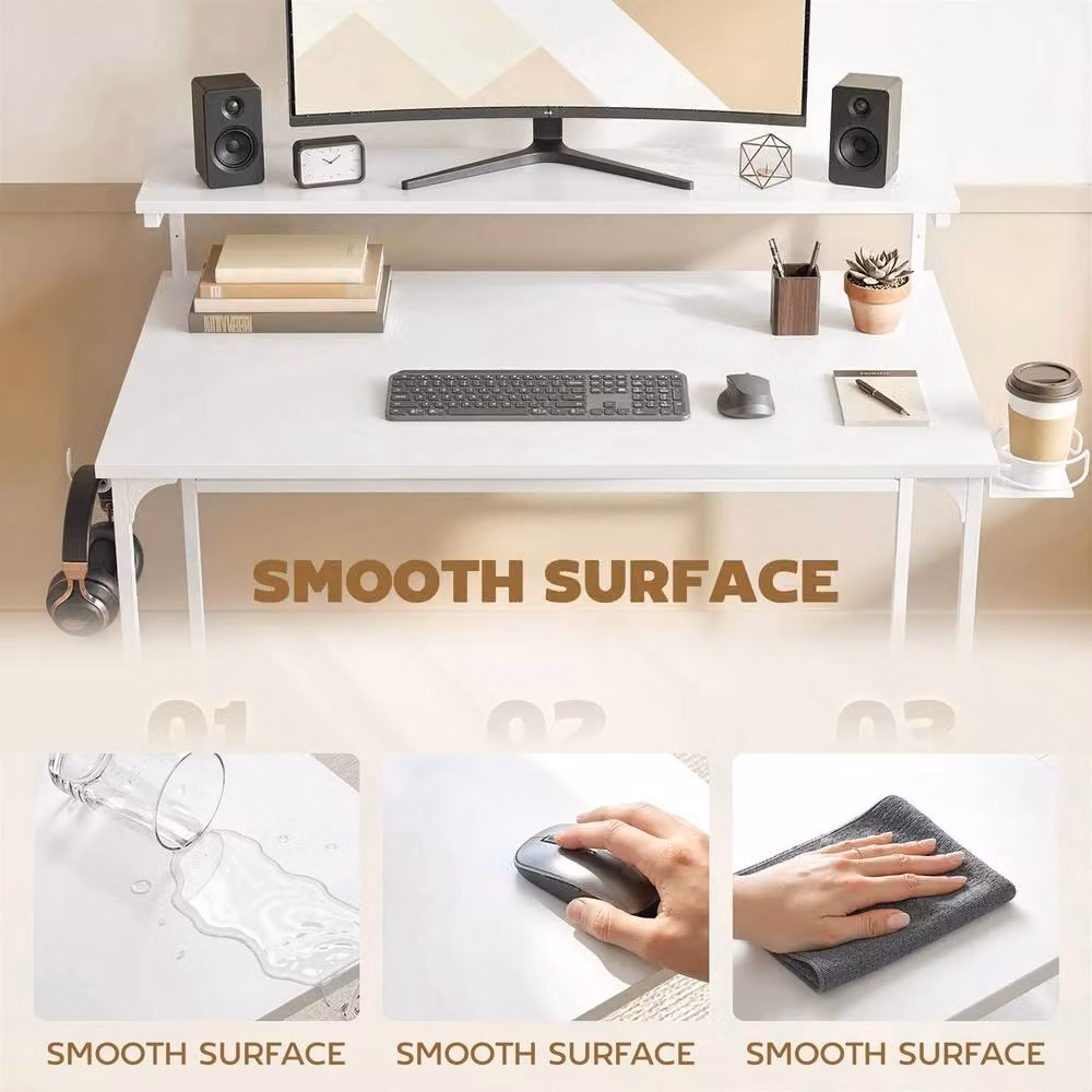 HOMCOM KORVIXA White Computer Desk for Home Office, W/D/H: 100 x 100 x 73.5 cm – 2