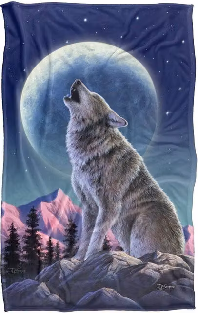 JQ Licensing Jlo Howling Wolf Moon Super Soft Fleece Throw Blanket, Multicolour, W: 91 cm, D: 147 cm – 6