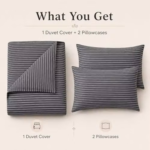 Grace 4 Piece Microfibre Reversible Duvet Cover Set with Fitted Sheet in Black, Anthracite or Grey, W/D/H: 200 x 200 cm – 3