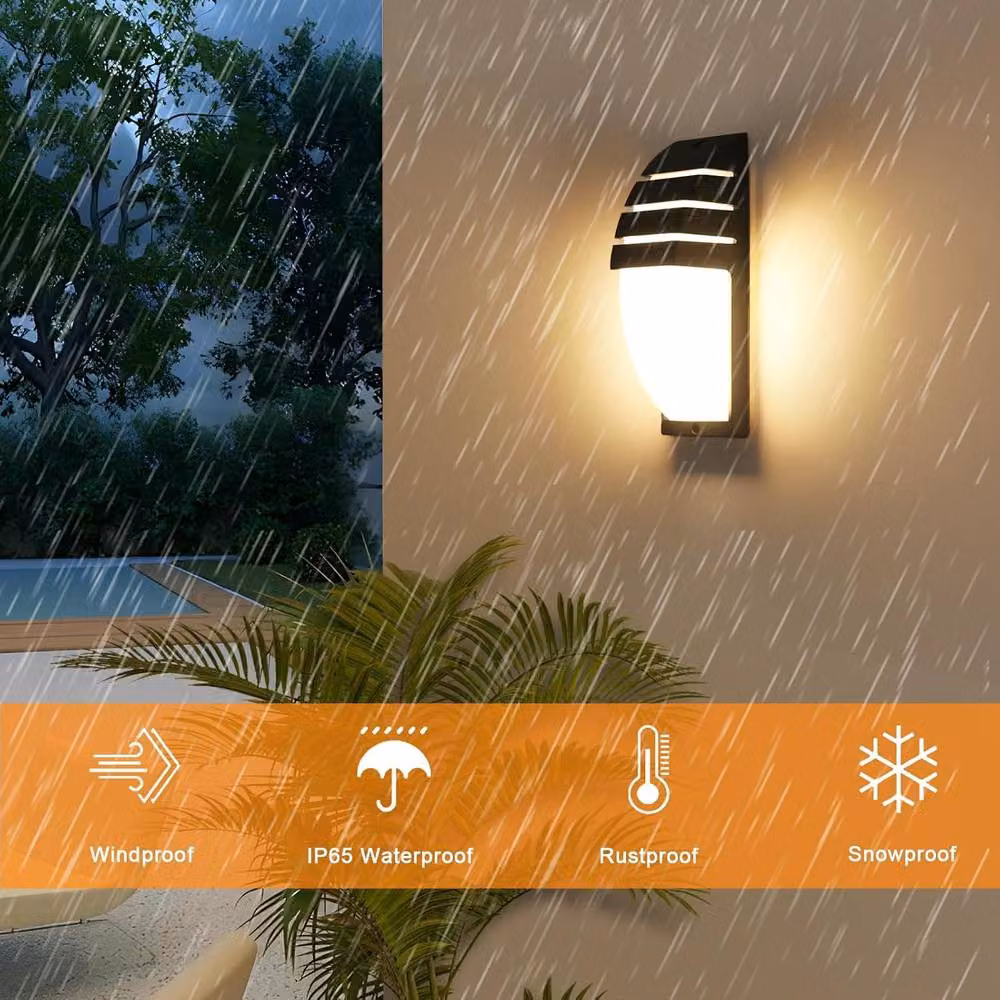 Goeco Pack of 2 Modern LED Outdoor Wall Lights, 12W, IP65 Waterproof, 3000K Warm White, Black – 5