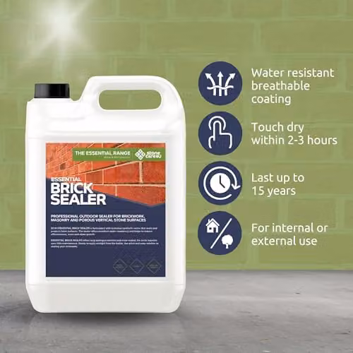 StoneCare4u Essential Brick Sealer, Transparent Water-Based Waterproof Sealer for Brickwork, Masonry and Concrete, 5 l – 2