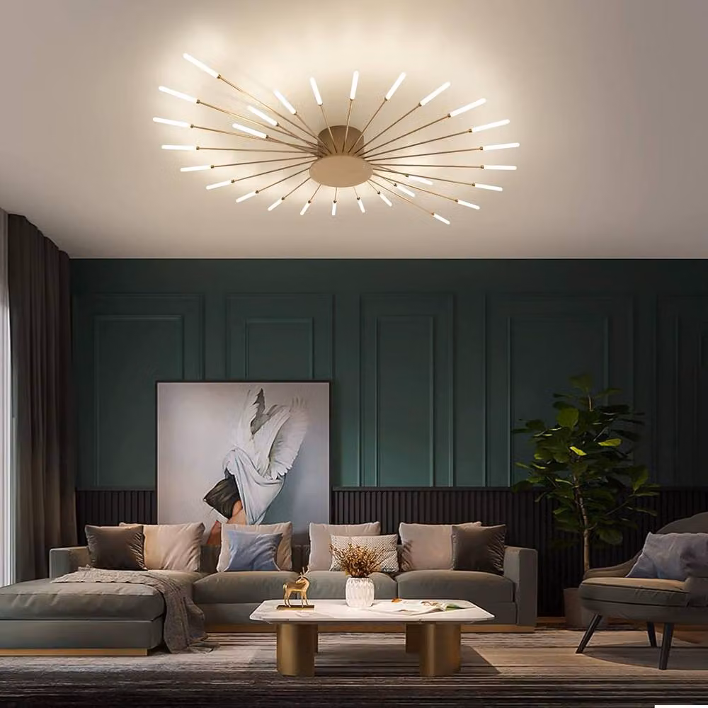 COMELY Modern LED Ceiling Light with 28 Heads in Gold and Transparent Finish – 2