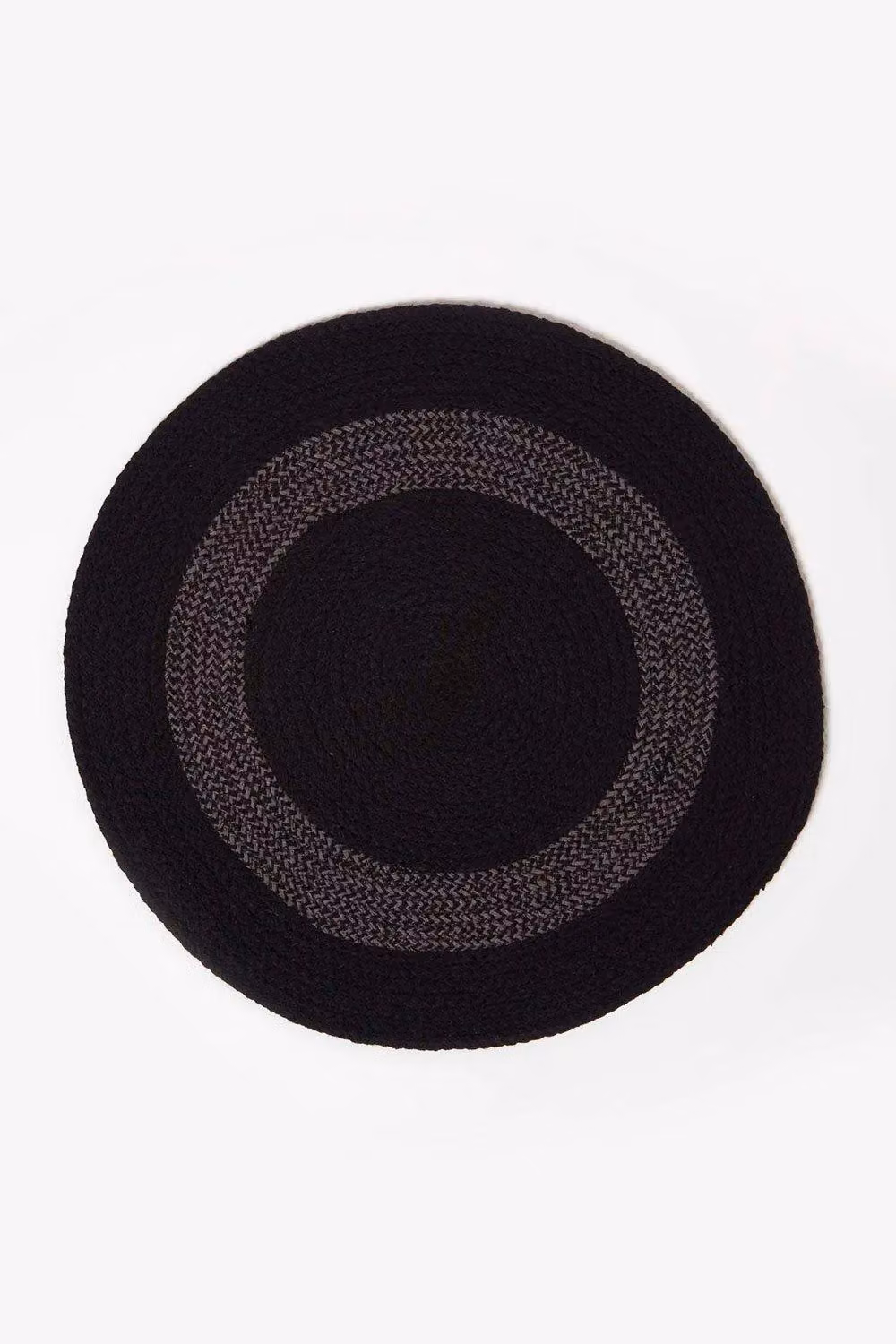 Homescapes Set of 4 Handwoven Black and Grey Cotton Round Placemats, Diameter: 40 cm – 2