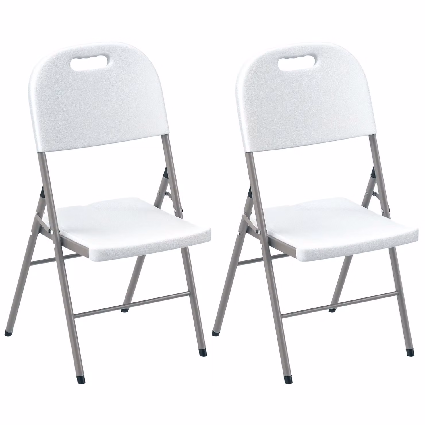 Outsunny Set of 2 White Folding Garden Chairs with Metal Frame – 2