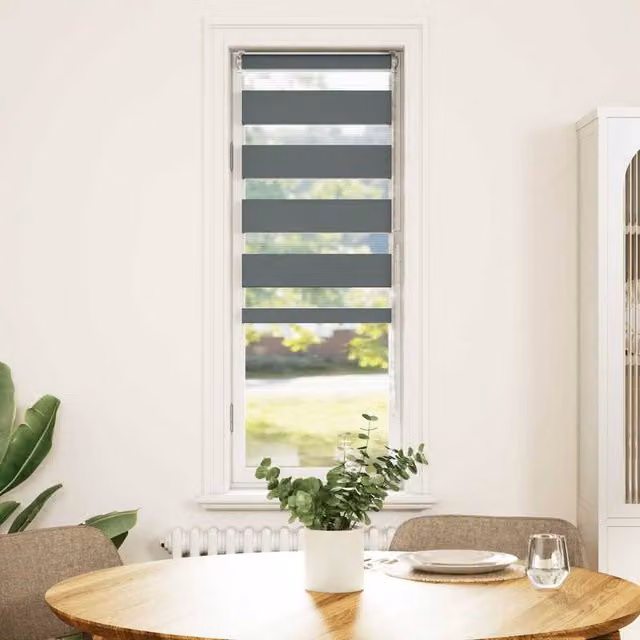 Berkfield Home Zebra Day and Night Blind in Dark Grey Polyester, W: 50 cm, H: 100 cm