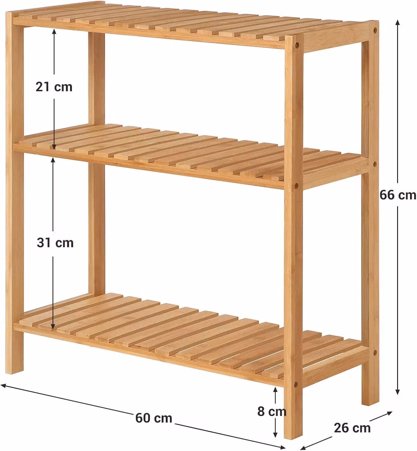 SONGMICS 3 Tier Bamboo Shoe Rack in Natural Brown – 2