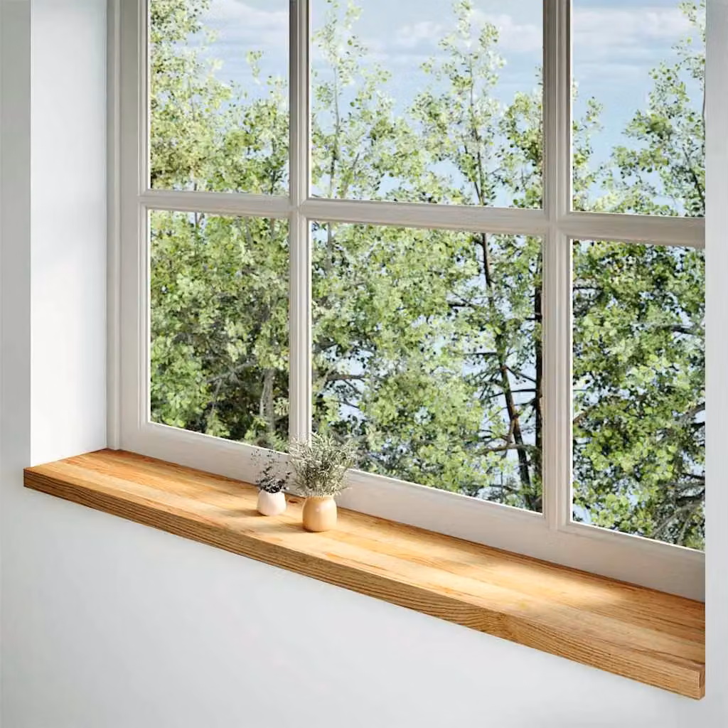 Berkfield Home Solid Oak Wood Window Sills, 2 Pack, Light Brown, W: 160 cm, D: 25 cm, H: 2 cm – 2