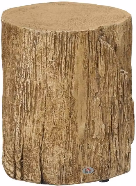 Havendro Tree Stump Round Concrete Side Table in Brown, H 43 cm, W 37 cm, D 37 cm – 1