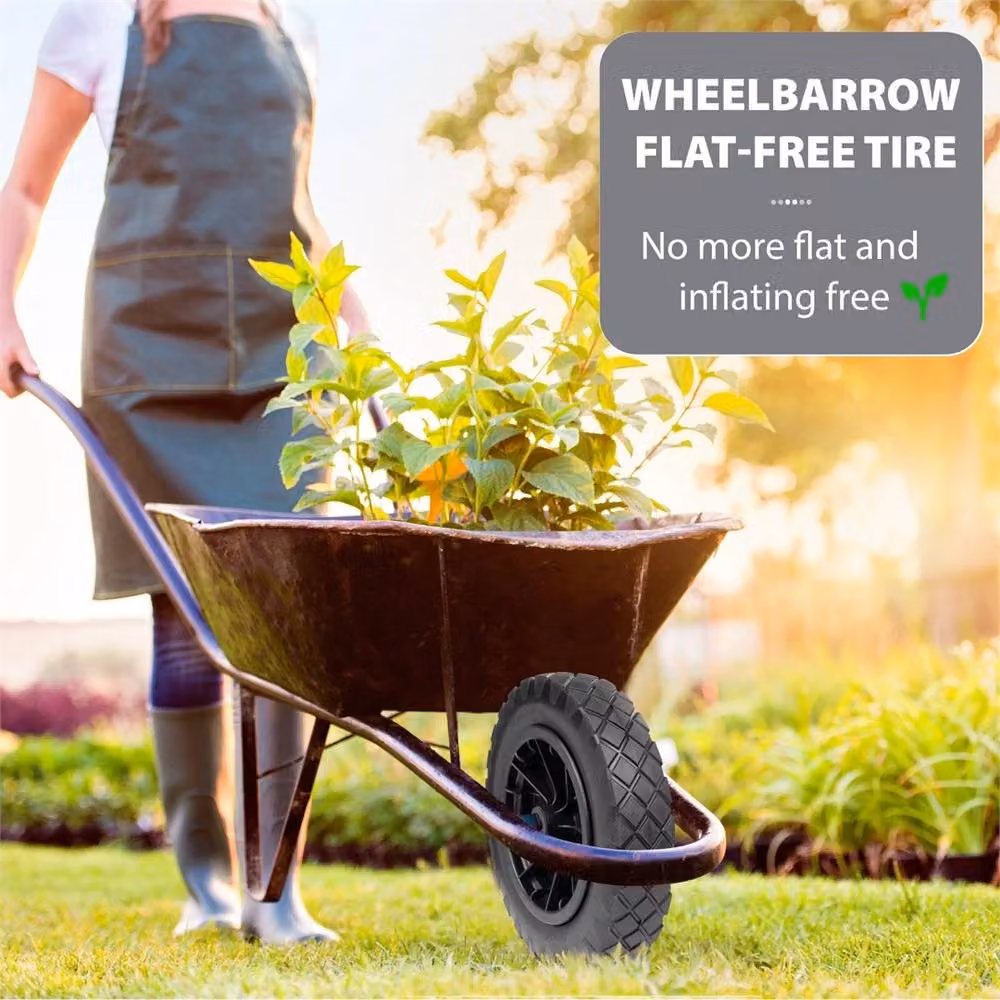 Nordara 14 inch Black Puncture Proof PU Solid Wheelbarrow Wheel 3.50-8 – 4